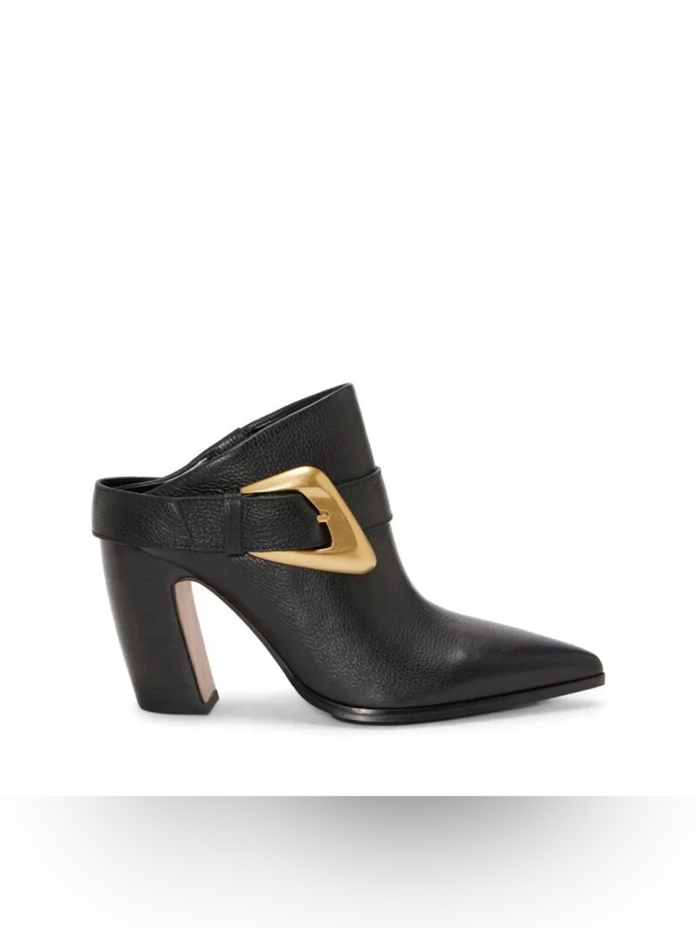 Vince Camuto Black Baily High Heel Buckle Mules